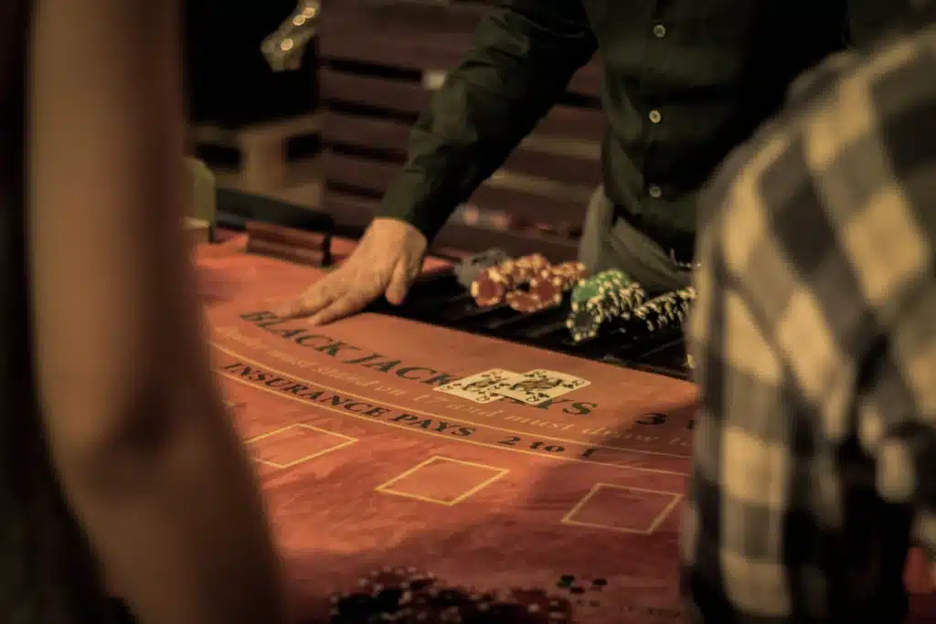 Playing blackjack at casino