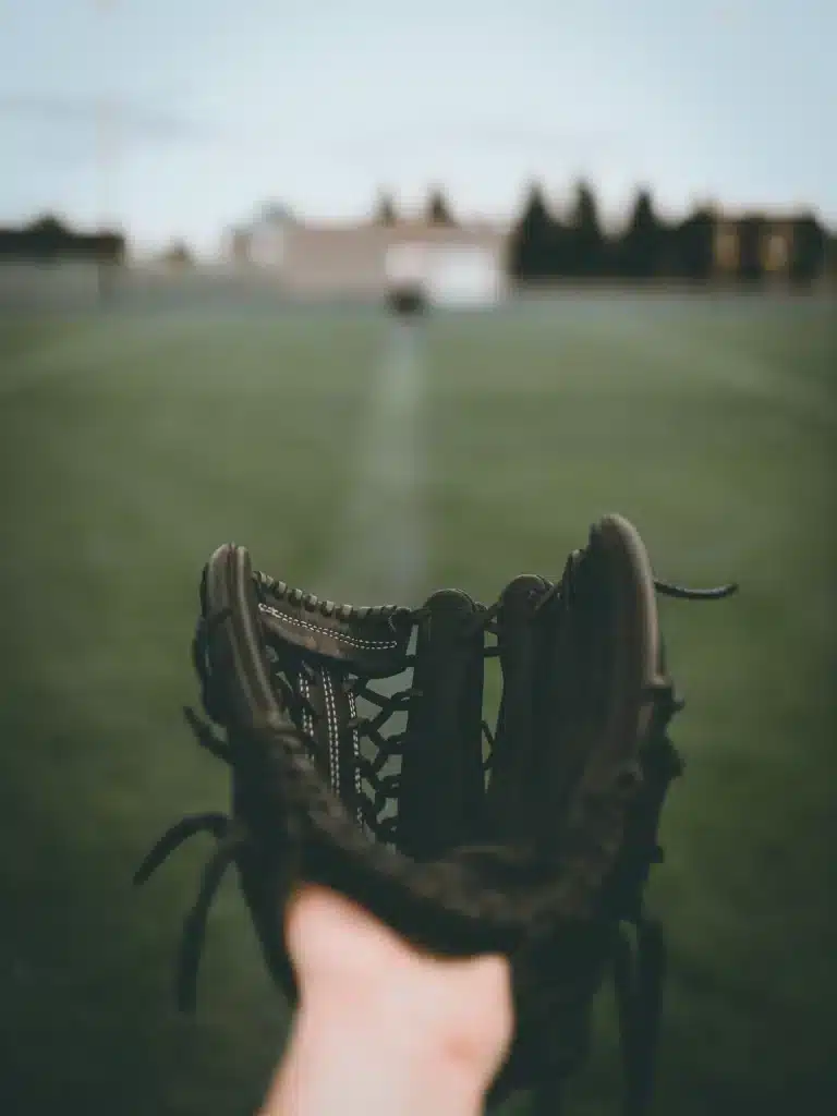 Baseball glove on a field