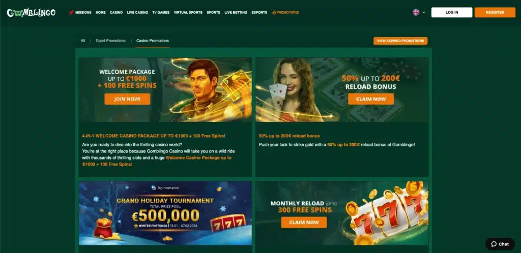 Gomblingo Casino casino promotion and bonus page