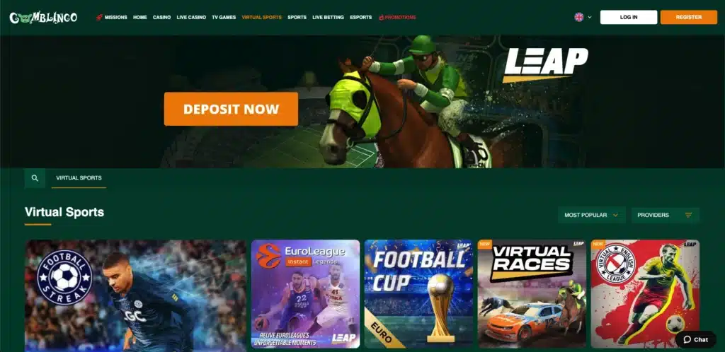 Gomblingo Casino virtual sports page