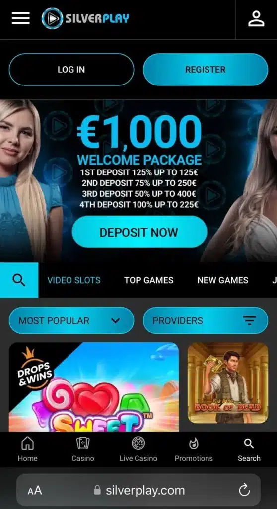 SilverPlay Casino mobile home page